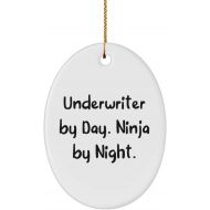 Generic Inspirational Underwriter Oval Ornament, Underwriter by Day. Ninja by Night., Gifts for Coworkers, Present from Colleagues, for Underwriter
