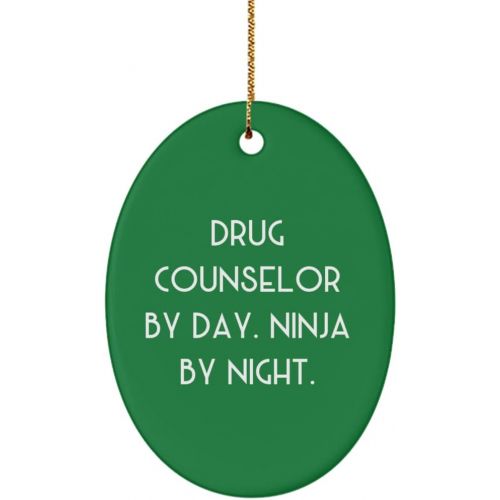 제네릭 Generic Motivational Drug Counselor Oval Ornament, Drug Counselor by Day. Ninja by Night., Present for Coworkers, Sarcastic Gifts from Colleagues