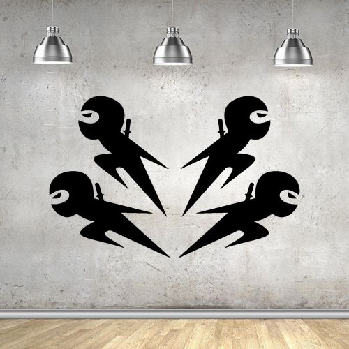 제네릭 Generic Wall Sticker-Coon Asian Warriors-Vinyl Decal-Little Ninjas Oriental-Child Nursery Playroom Room Decor Stickers-Custom Color-Removable-bS004x261ch-45x70 in