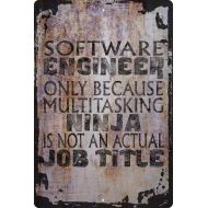 Generic Software Engineer Multitasking Ninja not a Job Beige Wall Art Decor Funny Gift 12 x 18 Inch