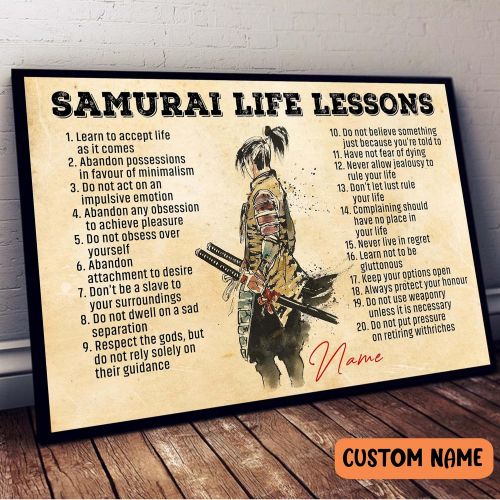 제네릭 Generic Samurai Life Lessons Poster, Japanese Samurai Warrior Wall Art, Painting Picture Home Decor, Gift For Warriors Samurai Lovers Ninja, Japanese Samurai, Martial Art Addicted
