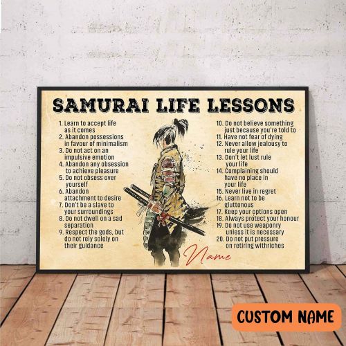 제네릭 Generic Samurai Life Lessons Poster, Japanese Samurai Warrior Wall Art, Painting Picture Home Decor, Gift For Warriors Samurai Lovers Ninja, Japanese Samurai, Martial Art Addicted