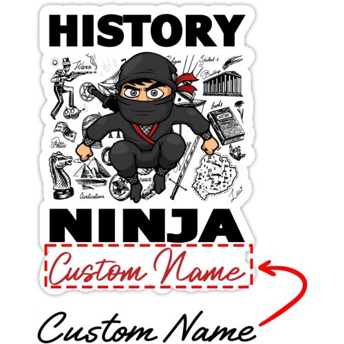 제네릭 Generic Personalized Stickers, History Ninja, Design Your Own Awesome Customized School Decal Stickers for Teen Girl Boy Men Women, Name Custom, 3 x 4 Inch Waterproof Sunproof Vinyl Decals