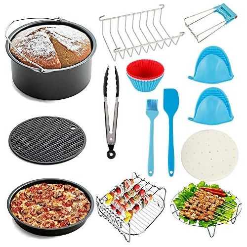 제네릭 Generic 17pcs Universal Ninja Foodi Accessories, for Gowise Phillips and Cozyna or More Brand, Air Fryer Accessories Include Cake Bucket, Pizza Tray, Metal Stand and so on (7 in8in