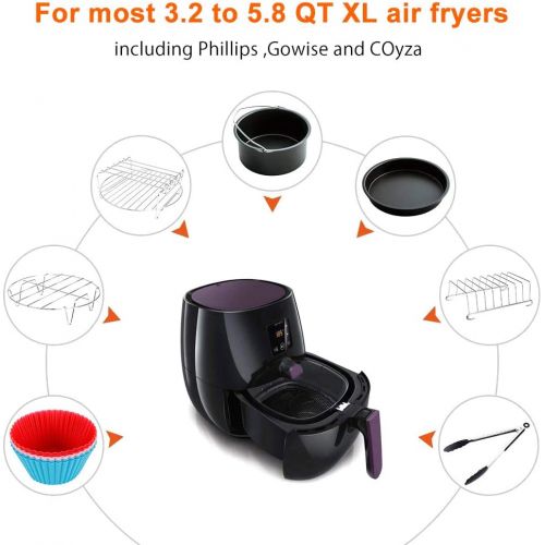 제네릭 Generic 17pcs Universal Ninja Foodi Accessories, for Gowise Phillips and Cozyna or More Brand, Air Fryer Accessories Include Cake Bucket, Pizza Tray, Metal Stand and so on (7 in8in