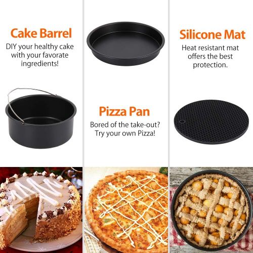 제네릭 Generic 17pcs Universal Ninja Foodi Accessories, for Gowise Phillips and Cozyna or More Brand, Air Fryer Accessories Include Cake Bucket, Pizza Tray, Metal Stand and so on (7 in8in