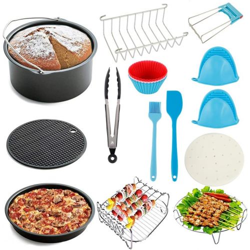 제네릭 Generic 17pcs Universal Ninja Foodi Accessories, for Gowise Phillips and Cozyna or More Brand, Air Fryer Accessories Include Cake Bucket, Pizza Tray, Metal Stand and so on (7 in8in