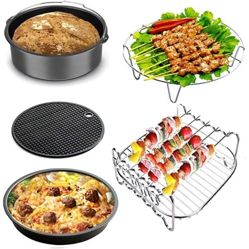 제네릭 Generic 17pcs Universal Ninja Foodi Accessories, for Gowise Phillips and Cozyna or More Brand, Air Fryer Accessories Include Cake Bucket, Pizza Tray, Metal Stand and so on (7 in8in