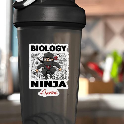 제네릭 Generic Personalized Stickers, Biology Ninja, Design Your Own Amazing Customized School Decal Stickers for Teen Girl Boy Men Women, Name Custom, 3 x 4 Inch Waterproof Sunproof Vinyl Decals