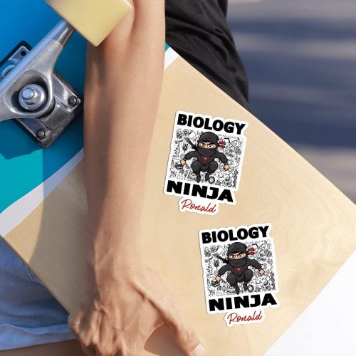 제네릭 Generic Personalized Stickers, Biology Ninja, Design Your Own Amazing Customized School Decal Stickers for Teen Girl Boy Men Women, Name Custom, 3 x 4 Inch Waterproof Sunproof Vinyl Decals