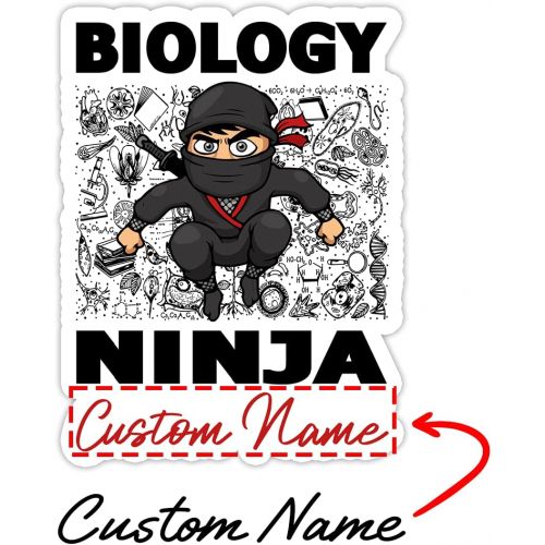 제네릭 Generic Personalized Stickers, Biology Ninja, Design Your Own Amazing Customized School Decal Stickers for Teen Girl Boy Men Women, Name Custom, 3 x 4 Inch Waterproof Sunproof Vinyl Decals