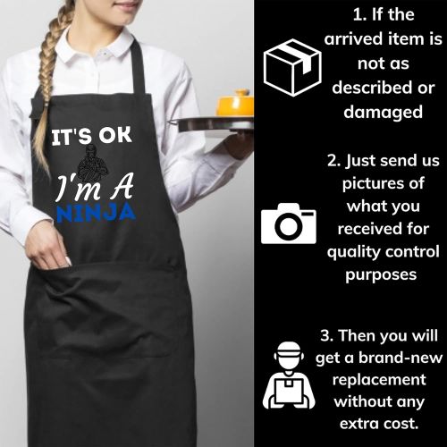 제네릭 Generic Its ok Im a ninja - perfect ninja kids & adults Black Aprons - 1 Size fits all Men Women Apron Cooking