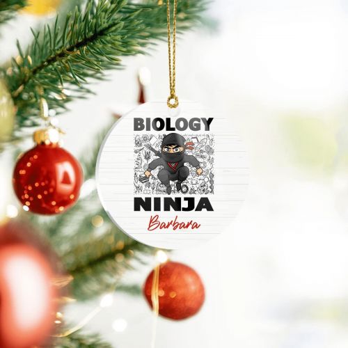 제네릭 Generic Personalized Hanging Ornament, Customized Biology Ninja Ornament with Name, Design Your Own Home, Tree Decorations for New Year for Kid Children Student On Back School