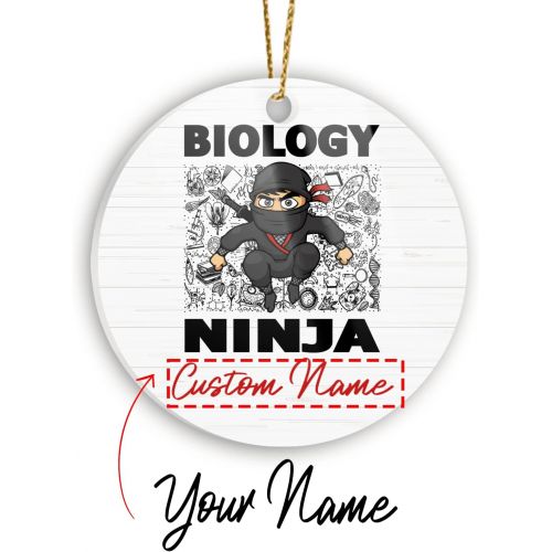 제네릭 Generic Personalized Hanging Ornament, Customized Biology Ninja Ornament with Name, Design Your Own Home, Tree Decorations for New Year for Kid Children Student On Back School