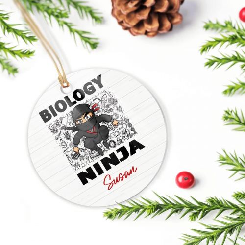 제네릭 Generic Personalized Hanging Ornament, Customized Biology Ninja Ornament with Name, Design Your Own Home, Tree Decorations for New Year for Kid Children Student On Back School