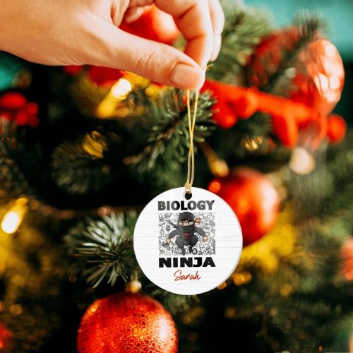 제네릭 Generic Personalized Hanging Ornament, Customized Biology Ninja Ornament with Name, Design Your Own Home, Tree Decorations for New Year for Kid Children Student On Back School