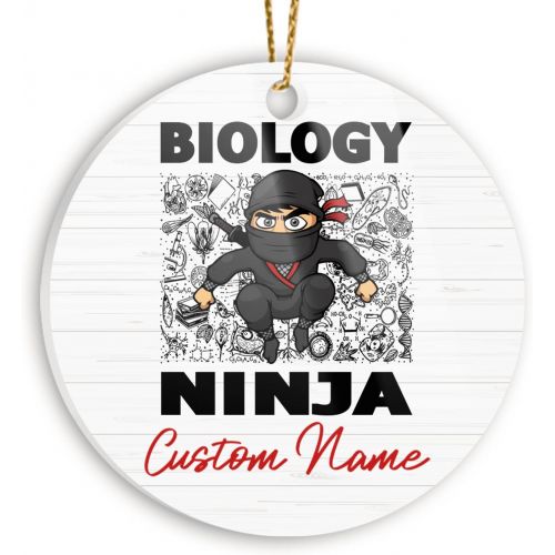 제네릭 Generic Personalized Hanging Ornament, Customized Biology Ninja Ornament with Name, Design Your Own Home, Tree Decorations for New Year for Kid Children Student On Back School