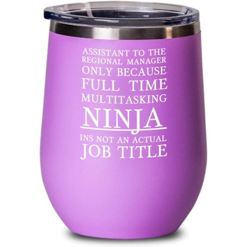 제네릭 Generic Assistant To The Regional Manager Wine Tumbler because full time multi tasking ninja Funny Gift For Manager Assistant Pink, 12oz