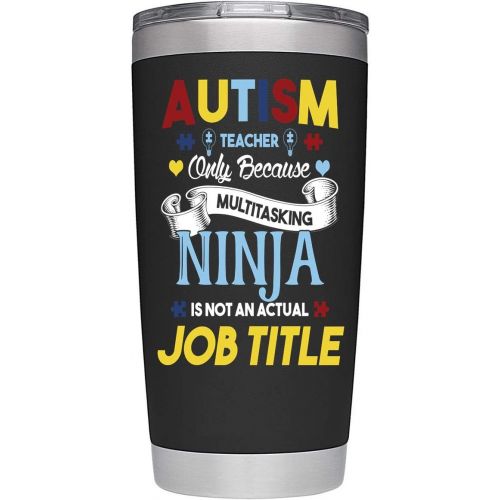 제네릭 Generic Autism Teacher Only Because Multitasking Ninja 20 Oz Stainless Steel Mug Tumbler