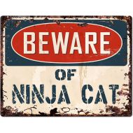 Generic Beware of Ninja CAT Chic Sign Vintage Retro Rustic 9x 12 Metal Plate Store Home Room Wall Decor Gift