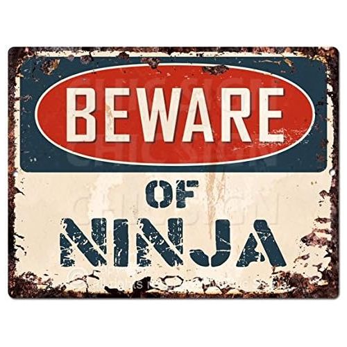 제네릭 Generic Beware of Ninja Chic Sign Vintage Retro Rustic 9x 12 Metal Plate Store Home Room Wall Decor Gift