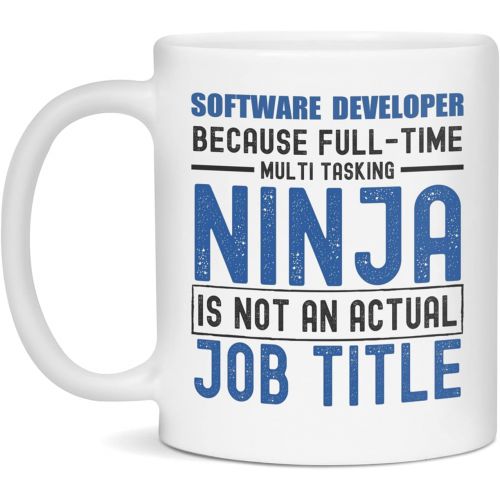 제네릭 Generic Software Developer Ninja Funny Software Developer Mug Gift, 11-Ounce White