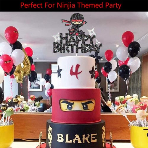 제네릭 Generic G-LOVELYS Ninja Cake Topper Nijia Theme Happy Birthday Cake Decoration for Boys and Girls Party Supplies Black