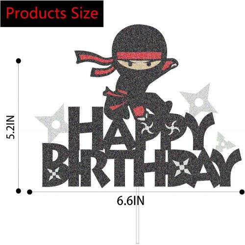 제네릭 Generic G-LOVELYS Ninja Cake Topper Nijia Theme Happy Birthday Cake Decoration for Boys and Girls Party Supplies Black