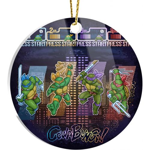 제네릭 Generic Christmas Tree Ornaments Mutant Acrylic Ninja Decor Turtle Circle Teenagers Home X-mas for Holidays, Party Decoration, Tree Ornaments, and Events, White