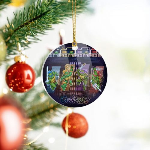 제네릭 Generic Christmas Tree Ornaments Mutant Acrylic Ninja Decor Turtle Circle Teenagers Home X-mas for Holidays, Party Decoration, Tree Ornaments, and Events, White