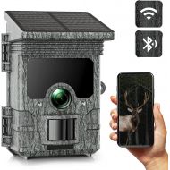 Generic Trail Camera Solar Powered WiFi 4K 30MP, WLAN Bluetooth Game Camera with Night Vision Motion Activated, IP66 Waterproof for Wildlife Monitoring Property Security Hunting Scouting C