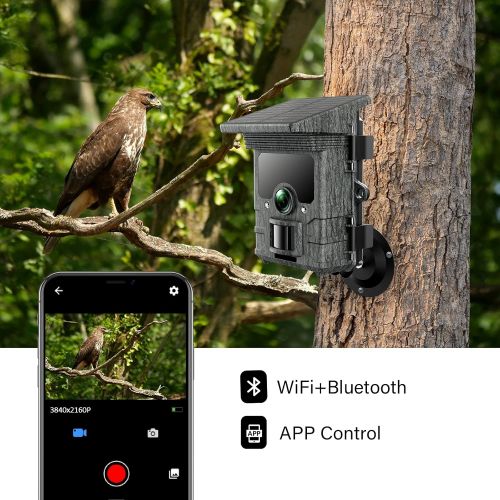 제네릭 Generic Trail Camera Solar Powered WiFi 4K 30MP, WLAN Bluetooth Game Camera with Night Vision Motion Activated, IP66 Waterproof for Wildlife Monitoring Property Security Hunting Scouting C