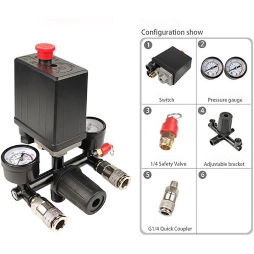 제네릭 Generic Air Compressor Pressure Switch Control Valve And Regulator Gauges,Pressure Reducer Regulator Regulation With Manometer Air Compressor + 1 x Thread Seal Tapes(1/2-394inch)