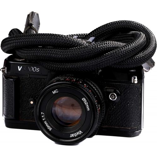 제네릭 Generic Xaperture Rope Camera Neck Straps for SLR/DSLR and mirrorless Cameras - Universal, Sturdy and Durable (110cm, Black)