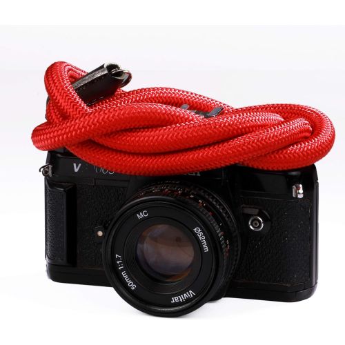 제네릭 Generic Xaperture Rope Camera Neck Straps for SLR/DSLR and mirrorless Cameras - Universal, Sturdy and Durable (110cm, Red)