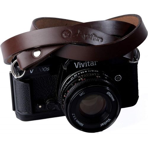 제네릭 Generic, Xaperture Classic Genuine Buff Leather Camera Neck Strap for SLRDSLR and mirrorless Cameras - Universal, Sturdy and Durable (110cm, Light Brown)