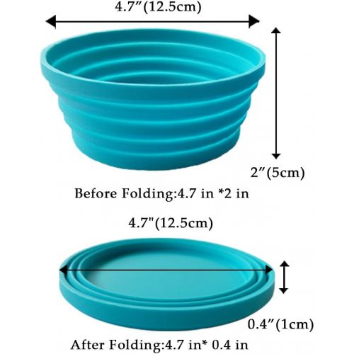 제네릭 Generic Ecoart Silicone Expandable Collapsible Bowl for Travel Camping Hiking, Blue (1 Pack)