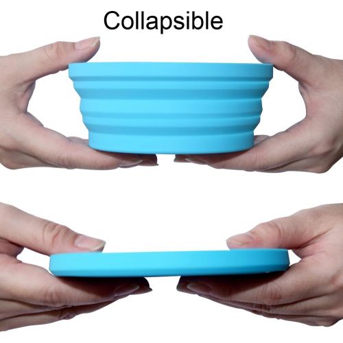 제네릭 Generic Ecoart Silicone Expandable Collapsible Bowl for Travel Camping Hiking, Blue (1 Pack)