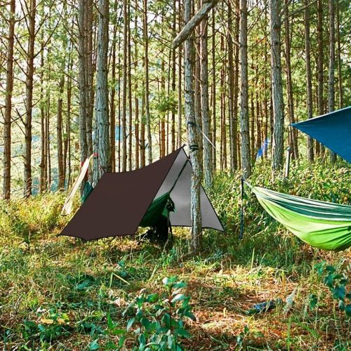 제네릭 Generic Brown Waterproof Camping Tent Tarp Shelter Hammock Cover Lightweight Rain Fly US