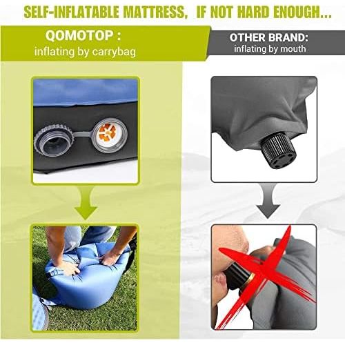 제네릭 Generic Double Self-Inflating Camping Mattress, 80”×52” Sleeping Pad, Ultra Comfortable Side Sleep Friendly 4 Inches Thick PU Foam, Portable Roll-Up Floor Guest Bed, TPU Material…