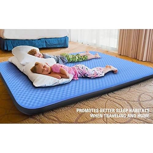 제네릭 Generic Double Self-Inflating Camping Mattress, 80”×52” Sleeping Pad, Ultra Comfortable Side Sleep Friendly 4 Inches Thick PU Foam, Portable Roll-Up Floor Guest Bed, TPU Material…