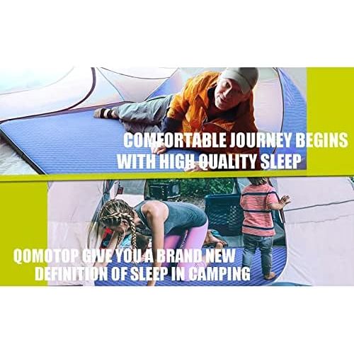 제네릭 Generic Double Self-Inflating Camping Mattress, 80”×52” Sleeping Pad, Ultra Comfortable Side Sleep Friendly 4 Inches Thick PU Foam, Portable Roll-Up Floor Guest Bed, TPU Material…