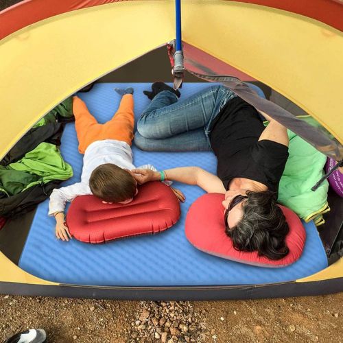 제네릭 Generic Double Self-Inflating Camping Mattress, 80”×52” Sleeping Pad, Ultra Comfortable Side Sleep Friendly 4 Inches Thick PU Foam, Portable Roll-Up Floor Guest Bed, TPU Material…