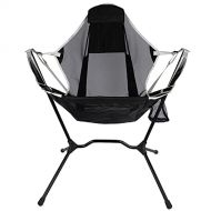 Generic Portable Camping Chair, Foldable Camping Rocking Chair Swing Recliner Outdoor Rocker Camp Swing Chairs with Pillow for Travel Beach Picnic Fishing (Gray)