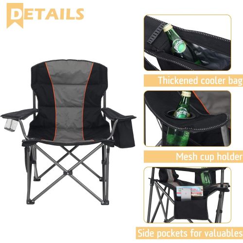 제네릭 Generic Camping World Oversized Folding Camping Chair Padded Arm Camping Chair with Cup Holders and High Back Support for Heavy People and Adults, Support 450lbs