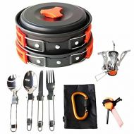 Generic Neces 17Pcs Camping Cookware Mess Kit Backpacking Messkit Camping Accessories Dish Set Camping Supplies Camping cookware Camping Gear and Equipment Kitchen Essentials Cookware Set