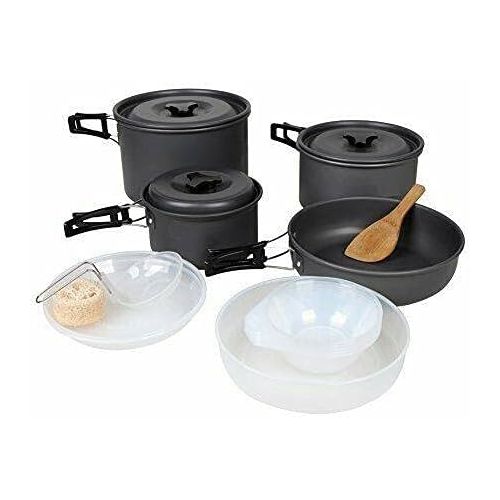 제네릭 Generic Neces Camping Cookware Set Backpacking Pans Pot Mess Kit for... Messkit Camping Accessories Dish Set Camping Supplies Camping cookware Camping Gear and Equipment Kitchen Essentials