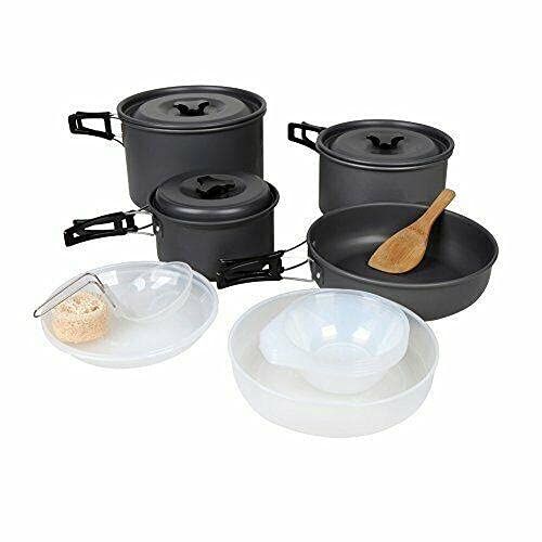 제네릭 Generic Neces Camping Cookware Set Backpacking Pans Pot Mess Kit for... Messkit Camping Accessories Dish Set Camping Supplies Camping cookware Camping Gear and Equipment Kitchen Essentials