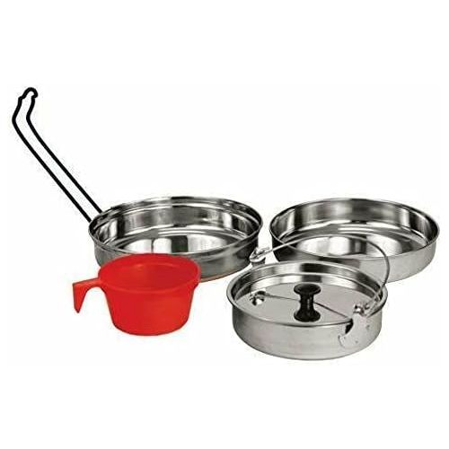 제네릭 Generic Neces 5 pc Steel Camping Cookware Outdoor Mess Kit Messkit Camping Accessories Dish Set Camping Supplies Camping cookware Camping Gear and Equipment Kitchen Essentials Cookware Set