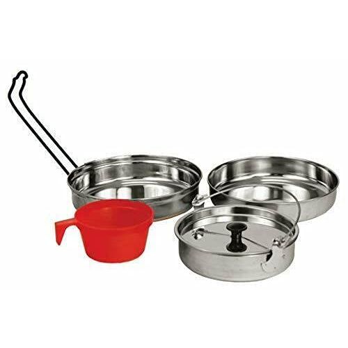 제네릭 Generic Neces 5 pc Steel Camping Cookware Outdoor Mess Kit Messkit Camping Accessories Dish Set Camping Supplies Camping cookware Camping Gear and Equipment Kitchen Essentials Cookware Set